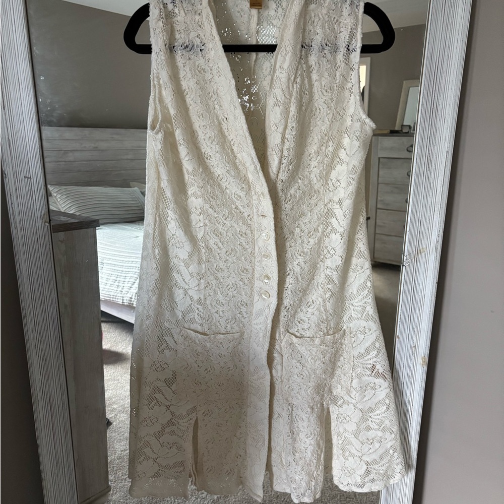 Vintage 1990’s April Cornell Cream Lace Sleeveless Dress